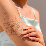 Tatuaje de peonía y luna
