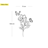 Tatuaje Flor con dos mariposas