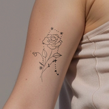 Tatuaje Combinado Flores de nacimiento y signos del zodíaco