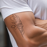 Tatuaje Calavera en Llamas con Rosa