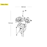 Tatuaje Combinado Flores de nacimiento y signos del zodíaco