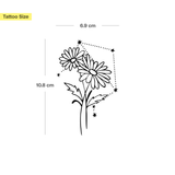 Tatuaje Combinado Flores de nacimiento y signos del zodíaco