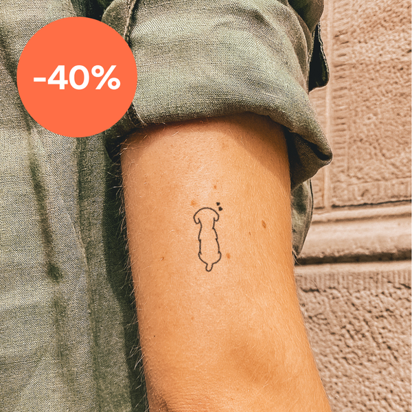 Tatuaje Perro con 2 Corazones