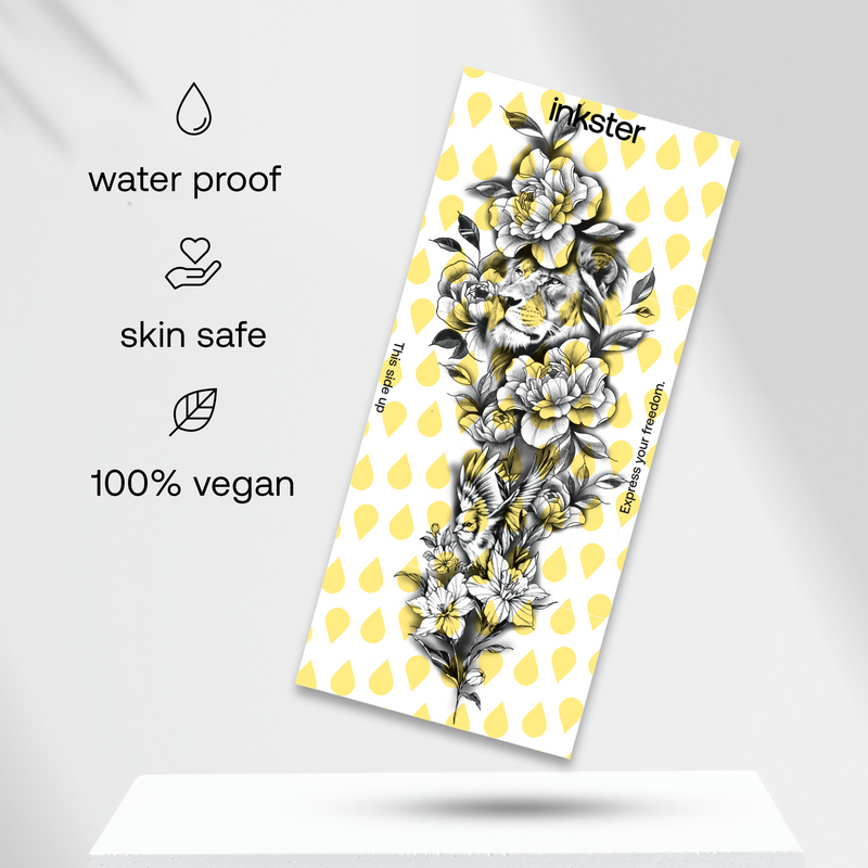 Tatuaje Manga León en mar floral