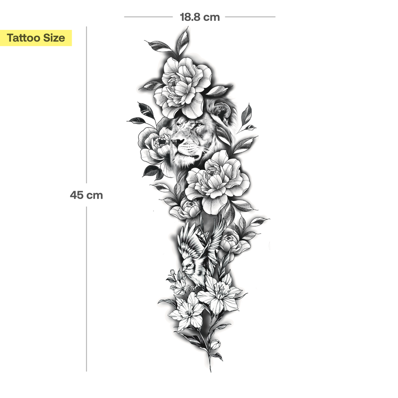 Tatuaje Manga León en mar floral