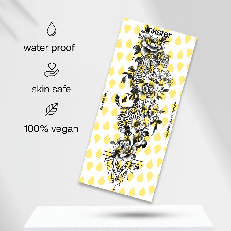 Tatuaje Manga Leopardo y flores