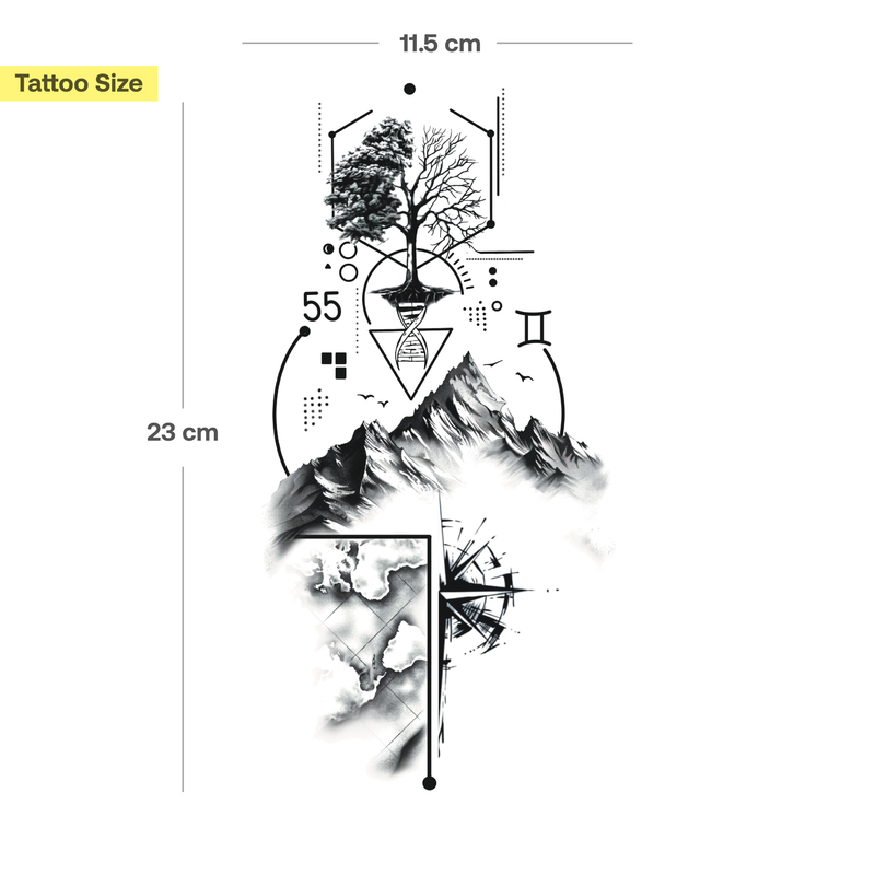 Tatuaje Naturaleza y geometría
