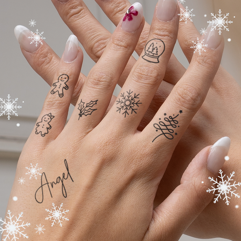 Tatuaje Elementos Navideños para los Dedos