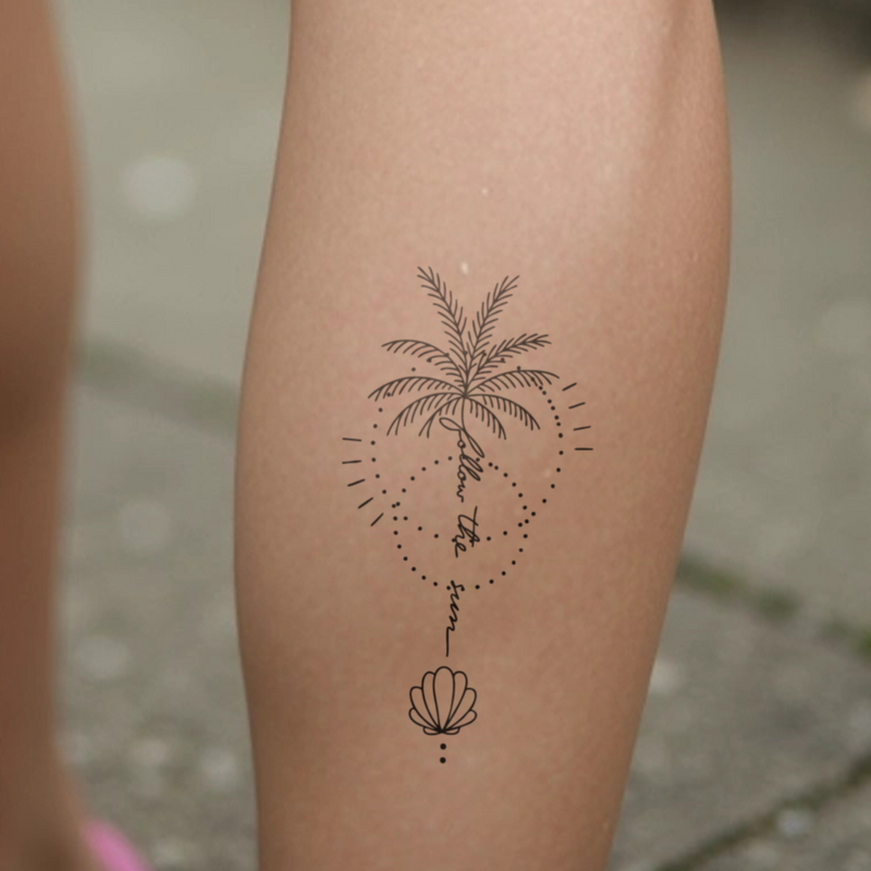 Tatuaje Palmera siguiendo al sol