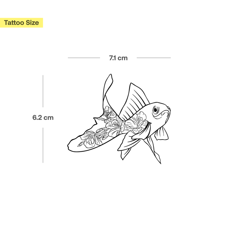 Blumiger Goldfisch Tattoo