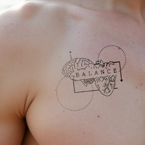 Tatuaje Corazón, mente y equilibrio