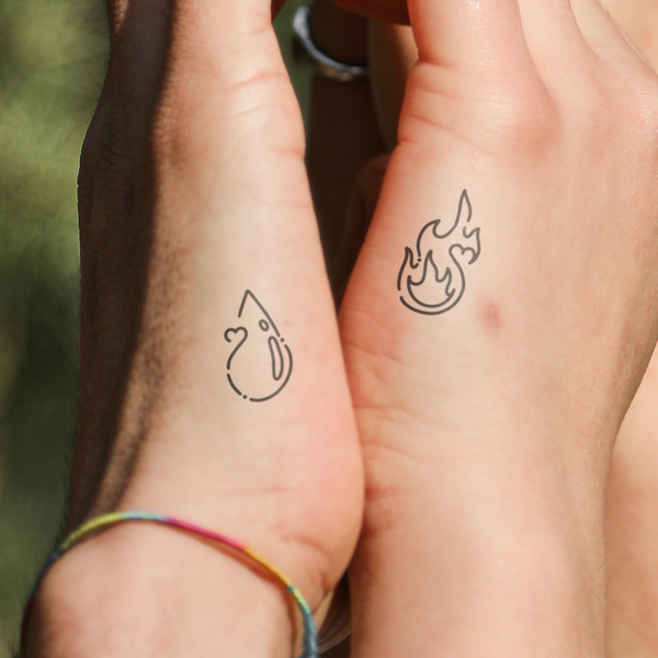 Tatuaje en Pareja Fuego y Agua