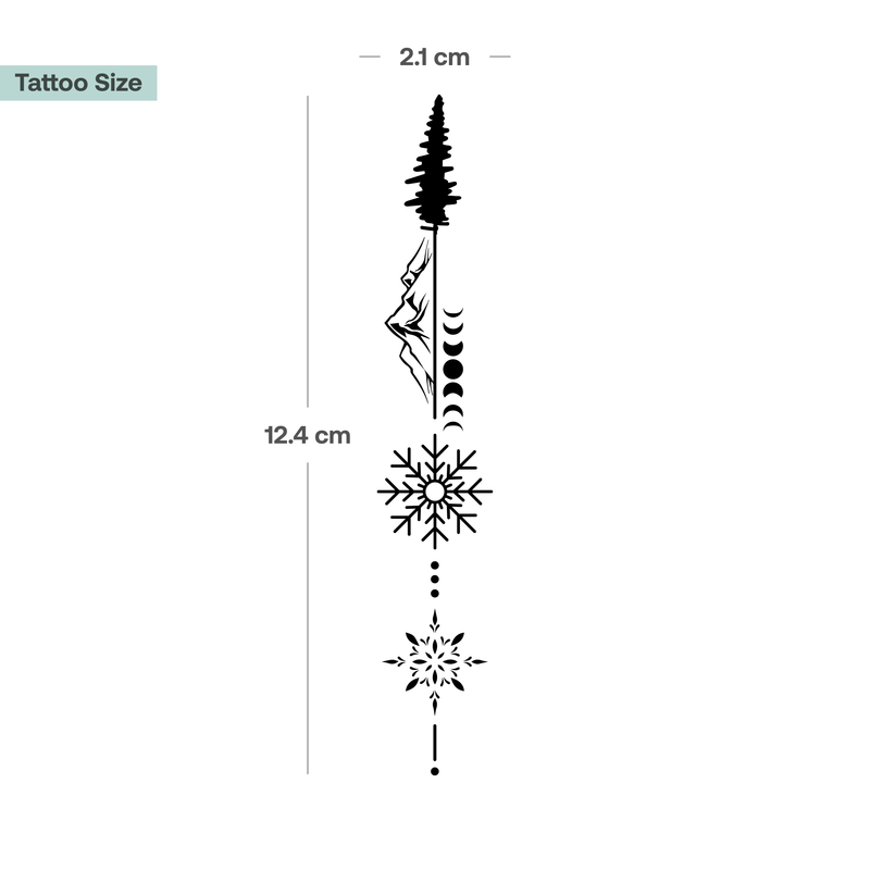 Tatuaje Abeto con Elementos Invernales