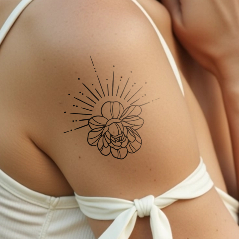 Tatuaje Sol y flor de loto