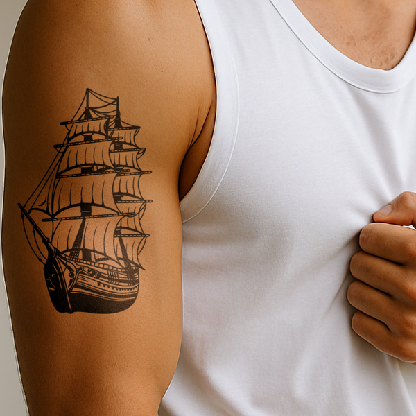 Tatuaje Barco pirata grande