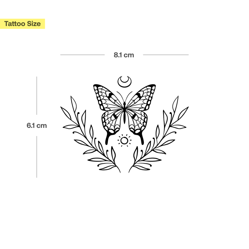 Schmetterling im Lorbeerkranz Tattoo