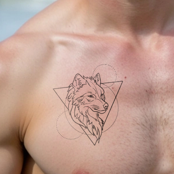 Tatuaje Lobo en forma geométrica
