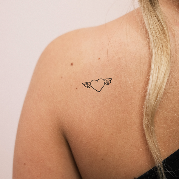 Tatuaje Corazón Ángel Pequeño