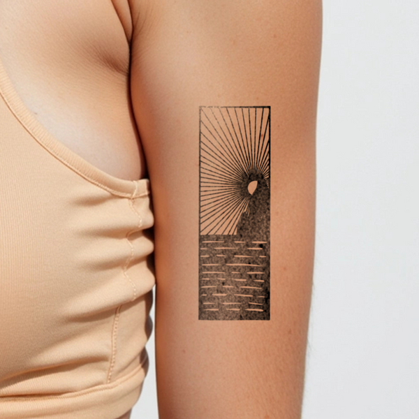 Tatuaje Puesta de sol en rectángulo