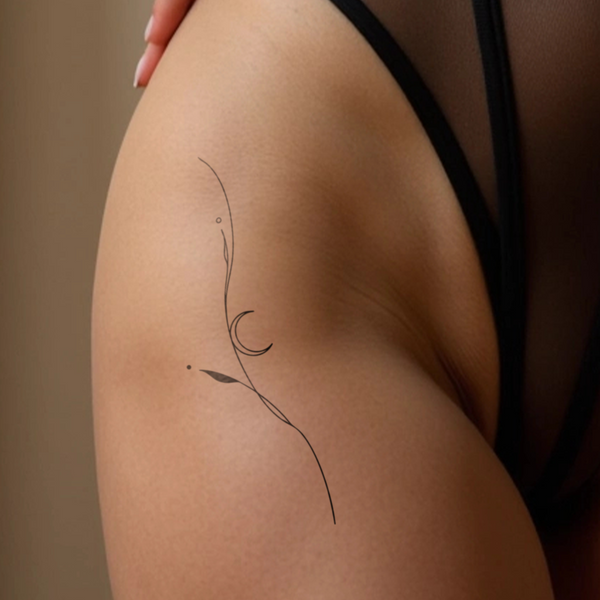 Tatuaje Planta delicada con luna