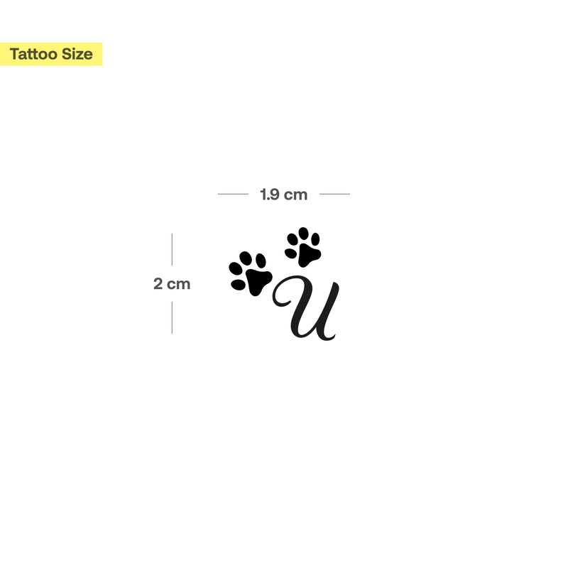 Pfoten mit Initialen Tattoo (A-Z)