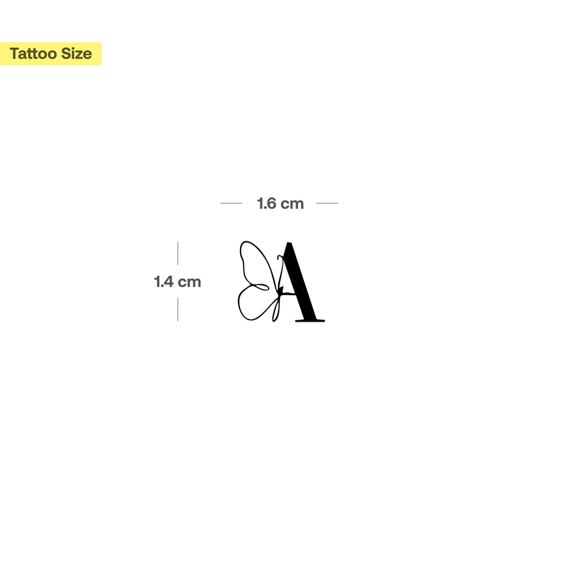 Tatuaje Mariposa con iniciales (A-Z)