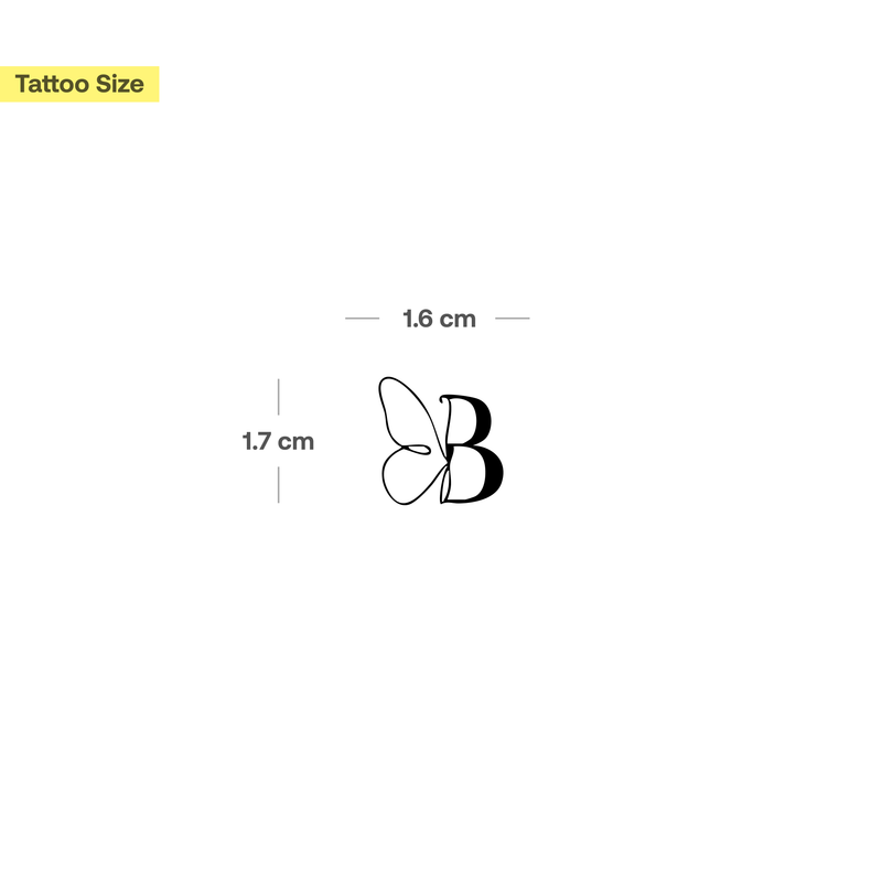 Tatuaje Mariposa con iniciales (A-Z)