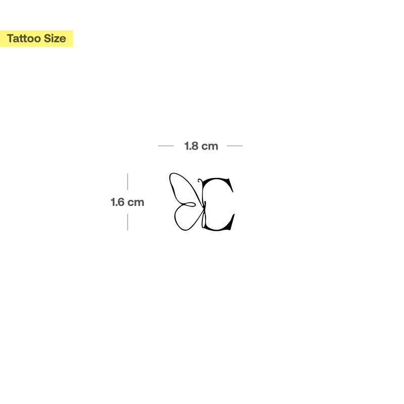 Tatuaje Mariposa con iniciales (A-Z)
