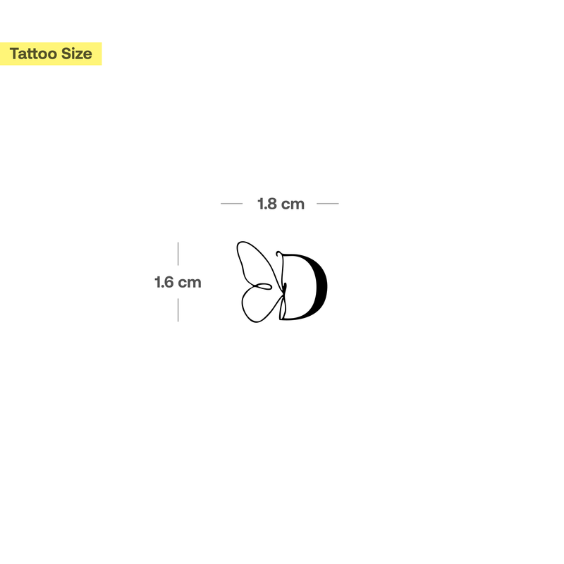 Tatuaje Mariposa con iniciales (A-Z)
