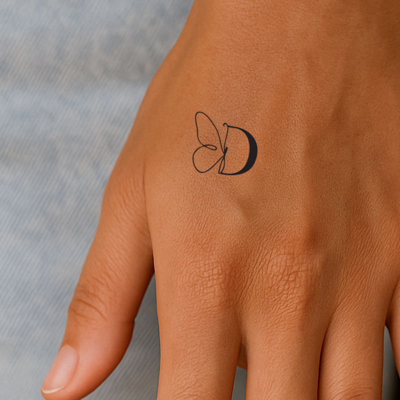 Tatuaje Mariposa con iniciales (A-Z)