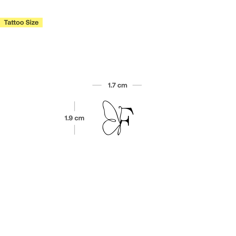 Tatuaje Mariposa con iniciales (A-Z)
