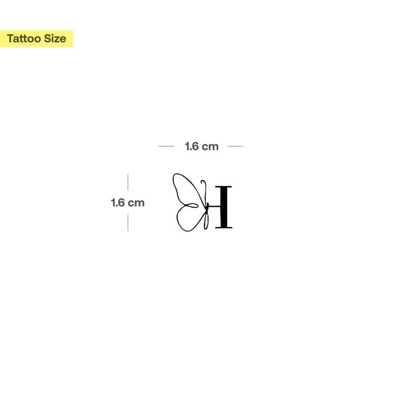 Tatuaje Mariposa con iniciales (A-Z)