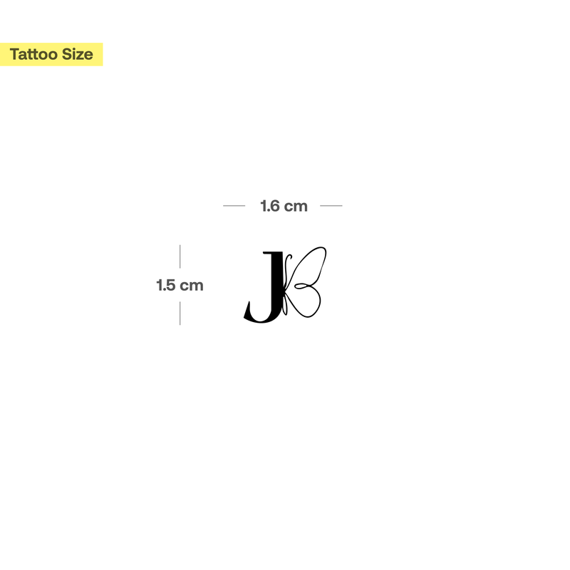 Tatuaje Mariposa con iniciales (A-Z)