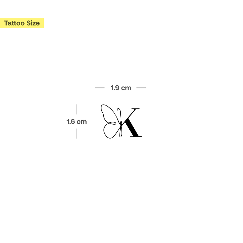 Tatuaje Mariposa con iniciales (A-Z)