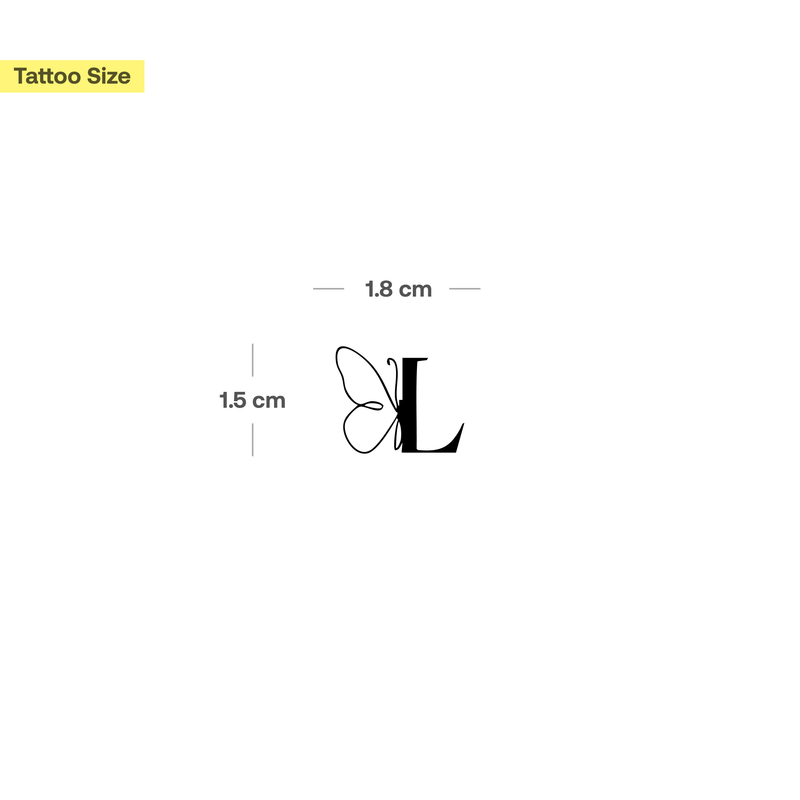 Tatuaje Mariposa con iniciales (A-Z)