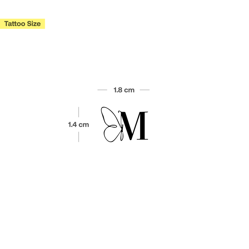 Tatuaje Mariposa con iniciales (A-Z)