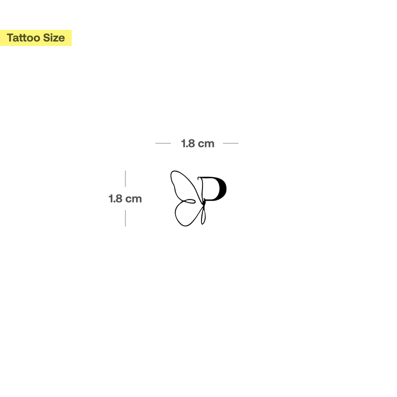 Tatuaje Mariposa con iniciales (A-Z)