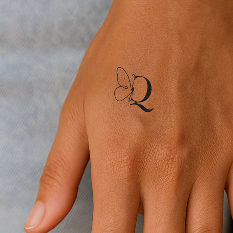 Tatuaje Mariposa con iniciales (A-Z)