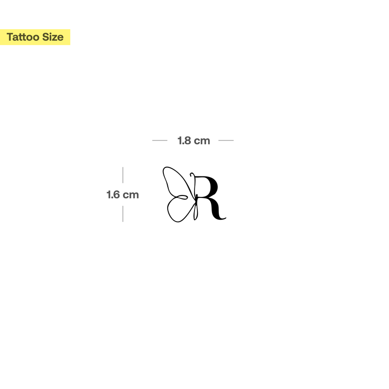 Tatuaje Mariposa con iniciales (A-Z)