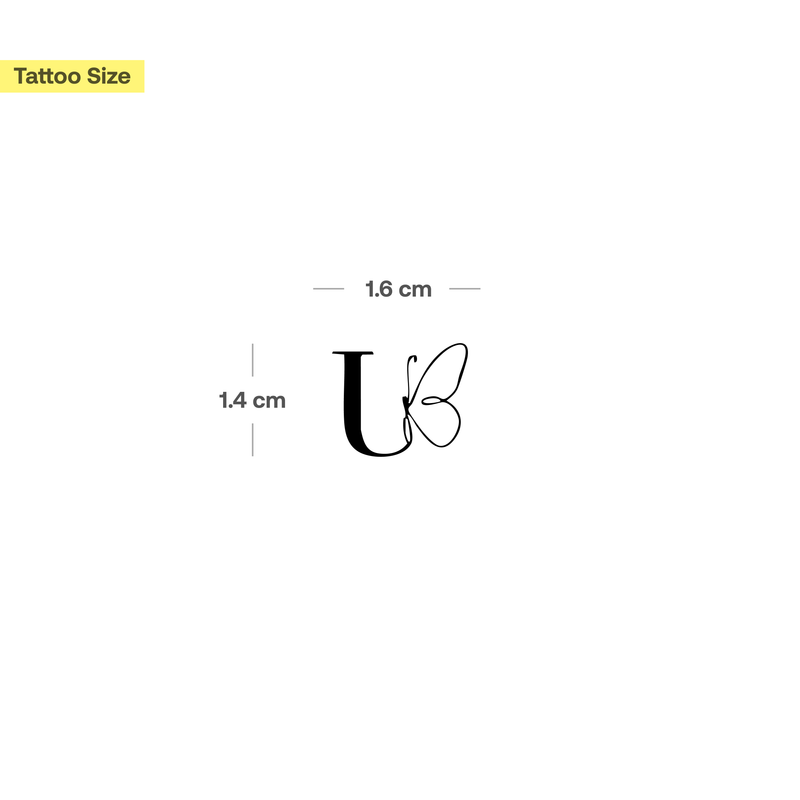 Tatuaje Mariposa con iniciales (A-Z)