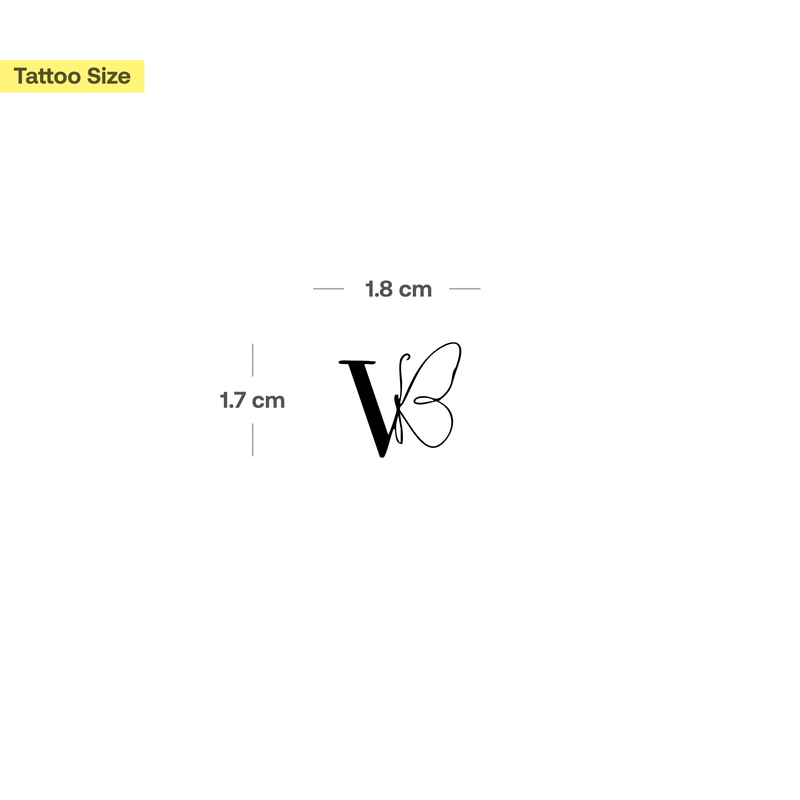 Tatuaje Mariposa con iniciales (A-Z)