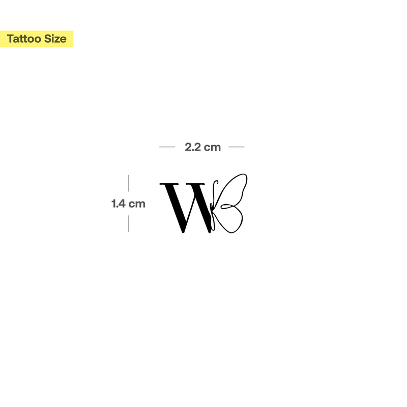 Tatuaje Mariposa con iniciales (A-Z)