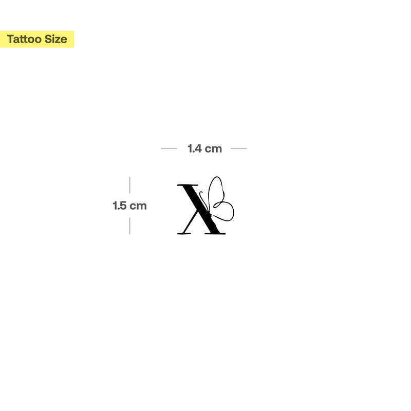Tatuaje Mariposa con iniciales (A-Z)