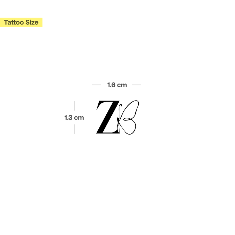 Tatuaje Mariposa con iniciales (A-Z)