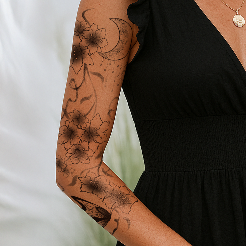 Tatuaje Manga Cerezos bajo la Luz de la Luna