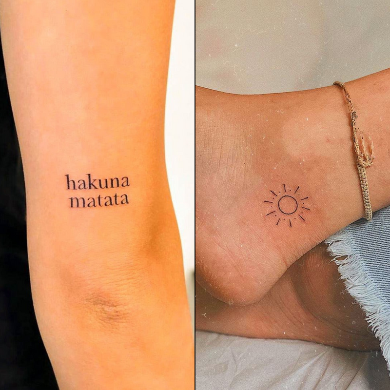 Tatuaje Hakuna Matata y Sol Radiante - Pack Doble